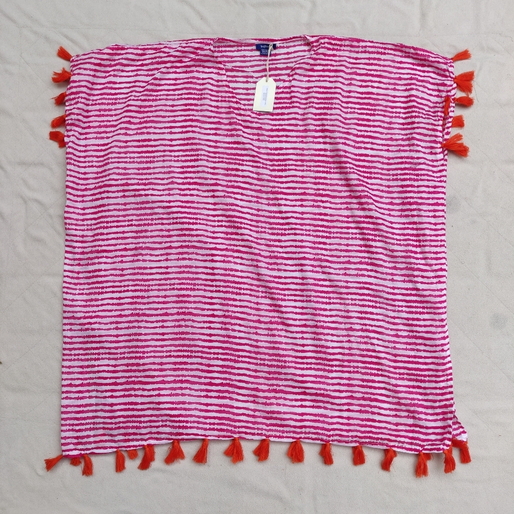 Buji Baja Hat Attack Swim Cover One Size Pink NWT Tassel Fringe